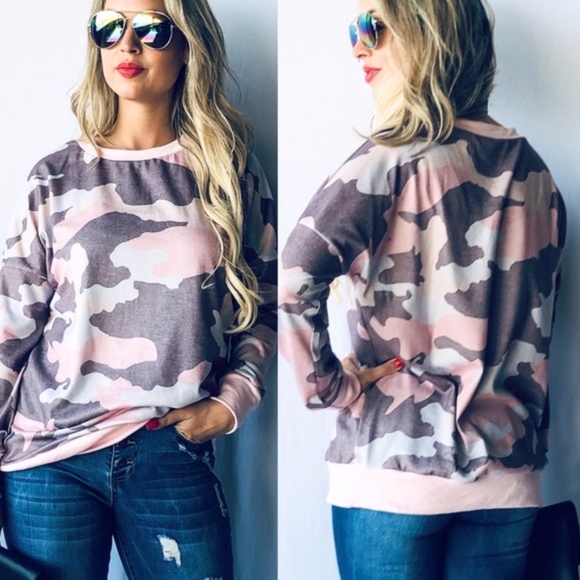 CARTER Camo Print Long Sleeve Top - BLUSH - Picture 2 of 2